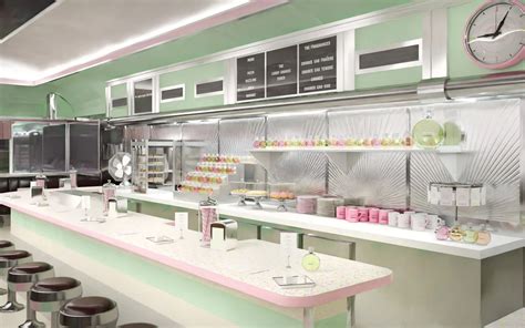 chanel inspired coffee bar|Chanel brooklyn diner pastel.